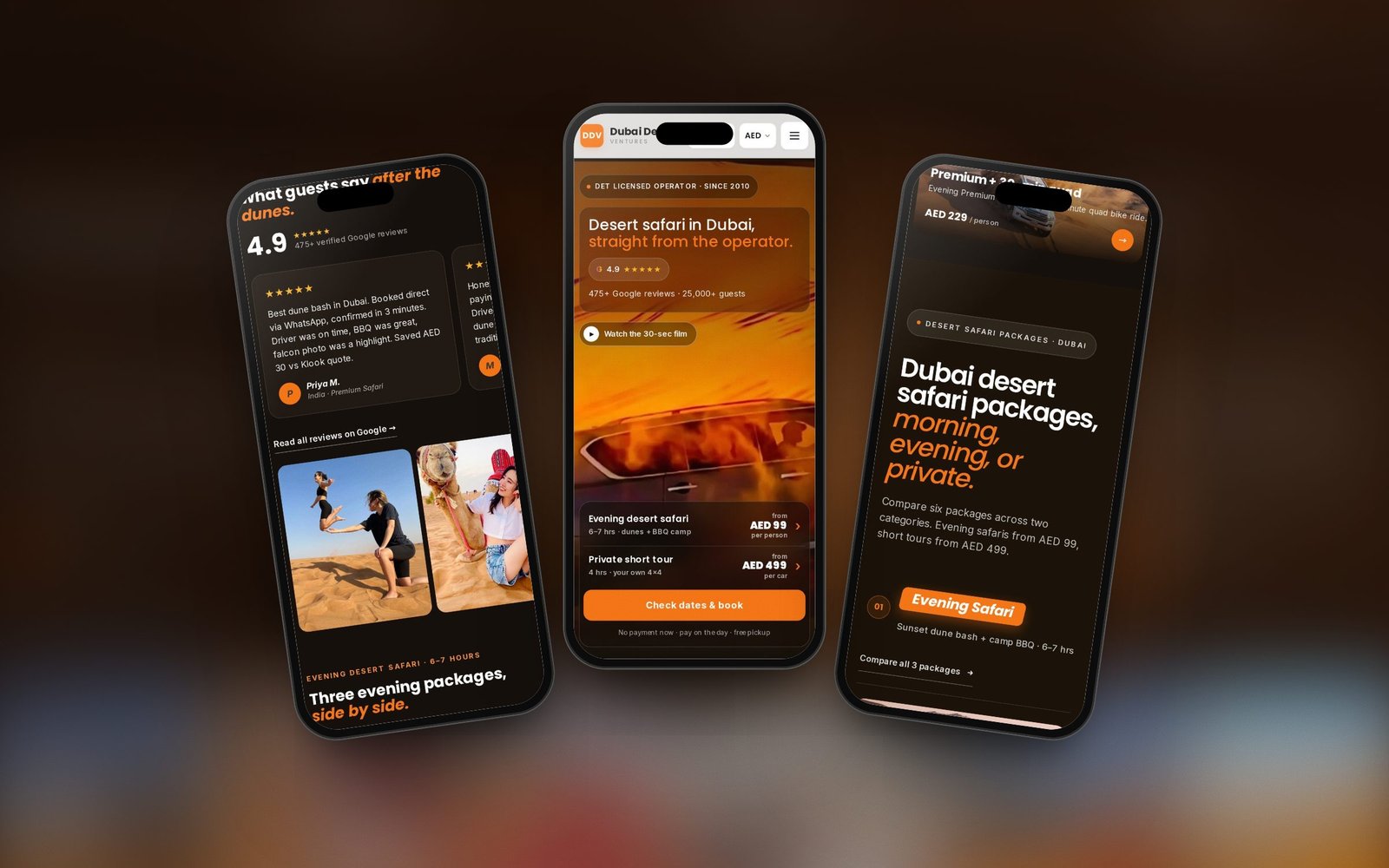 Dubai Desert Ventures mobile pages