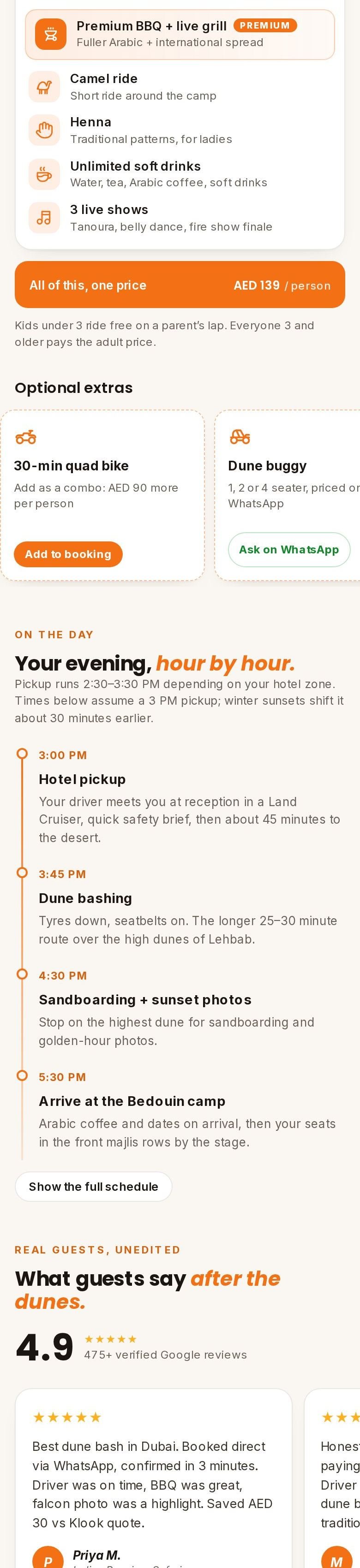 DDV add-ons and itinerary on mobile