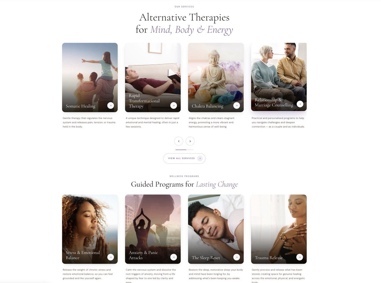 Miracles Wellness service section