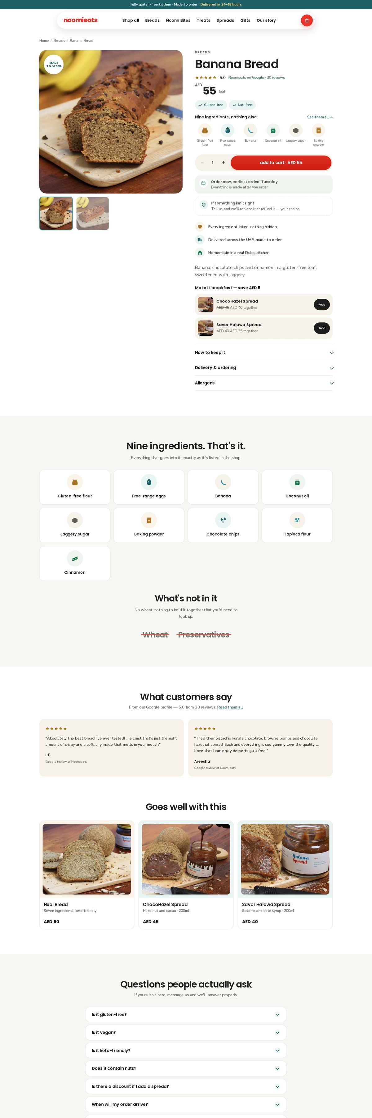 Banana bread product page